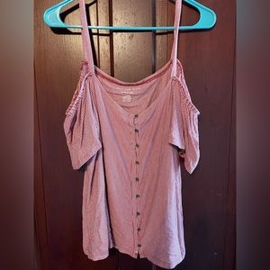 American Eagle striped soft & sexy cold shoulder top. Size large.